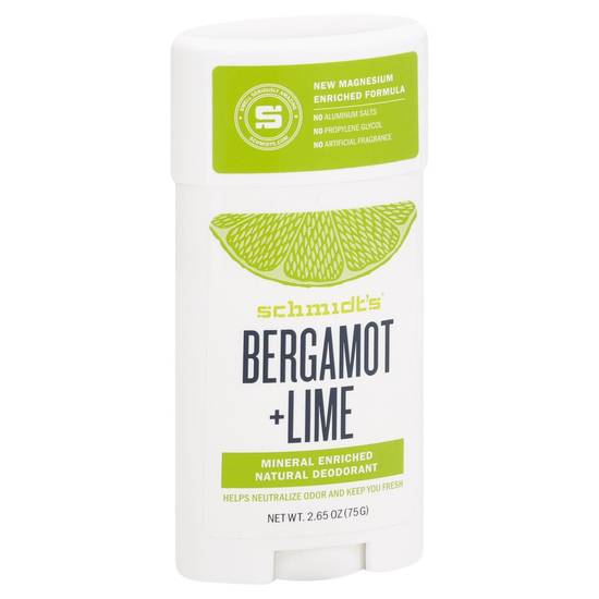 Bergamot + Lime Natural Deodorant Stick Schmidt's 2.7 oz