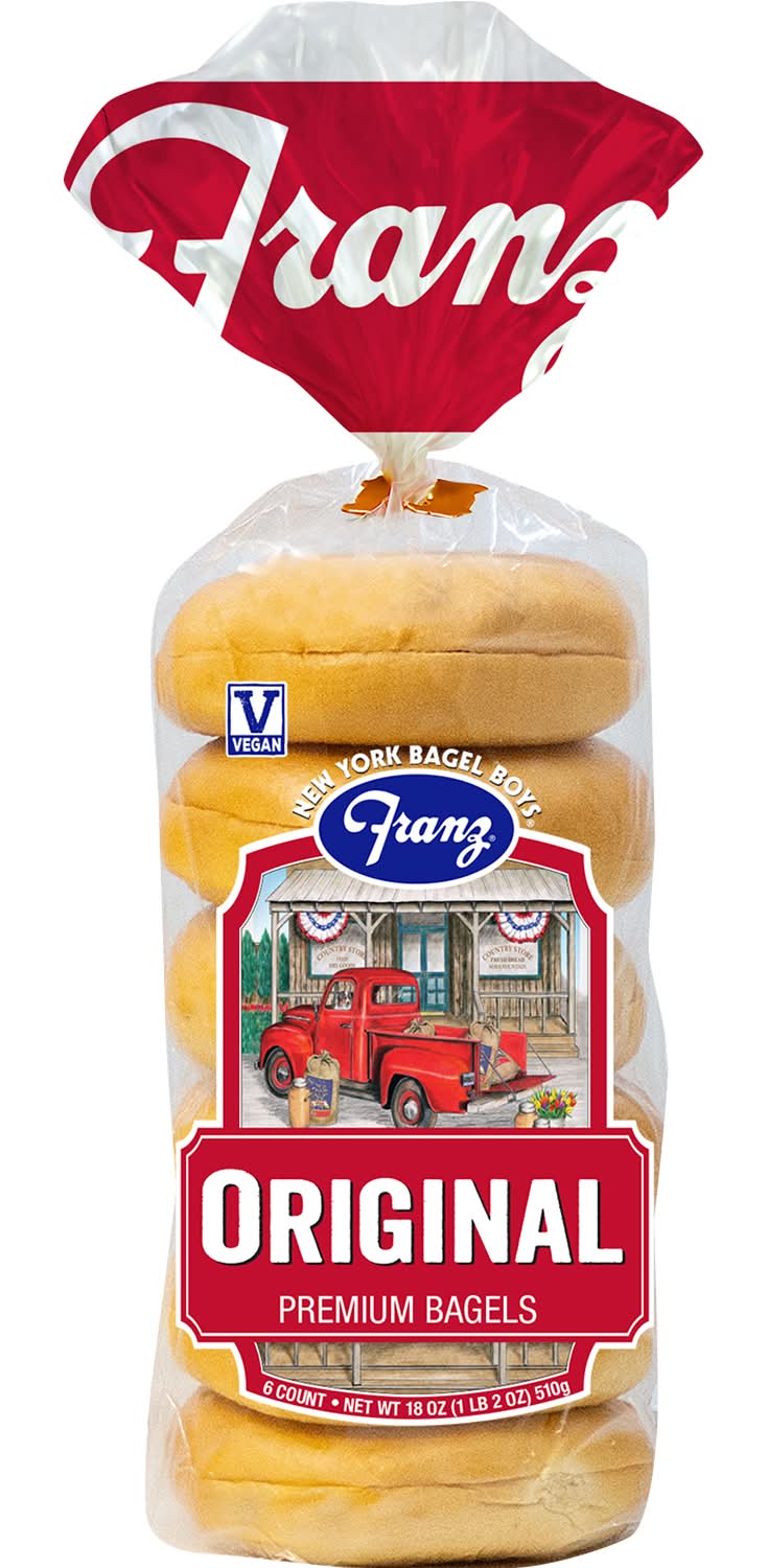 Franz Original Premium Plain Bagels (18 oz, 6 ct)