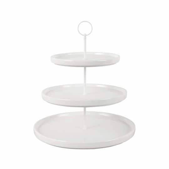 13.5" White 3-Tier Ceramic Cake Stand By Celebrate It