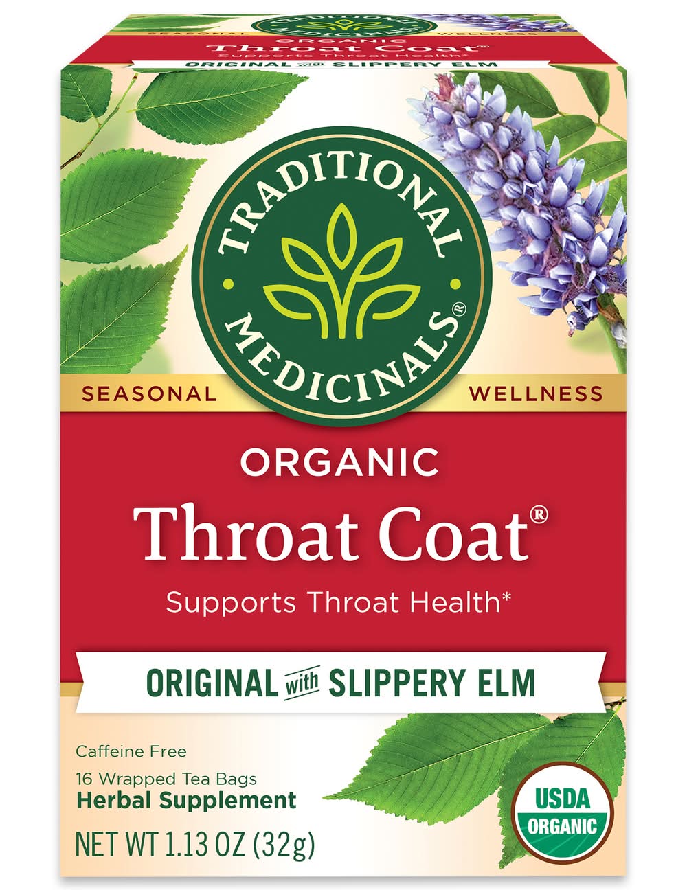 Traditional Medicinals Organic Throat Coat Original Slippery Tea (0.07 oz, 16 ct)