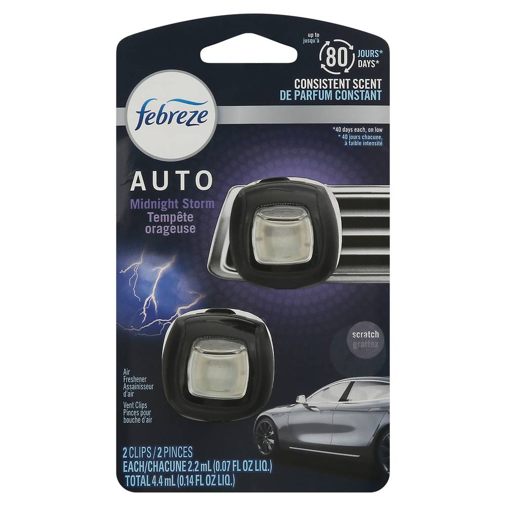 Febreze Auto Vent Clips Midnight Storm Air Freshener (2.2 ml, 2 ct)