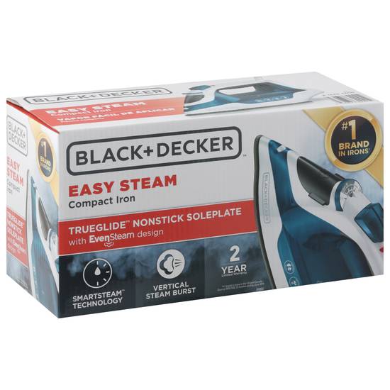 Black+Decker Easy Steam Compact Iron Blue White Smart Steam Control