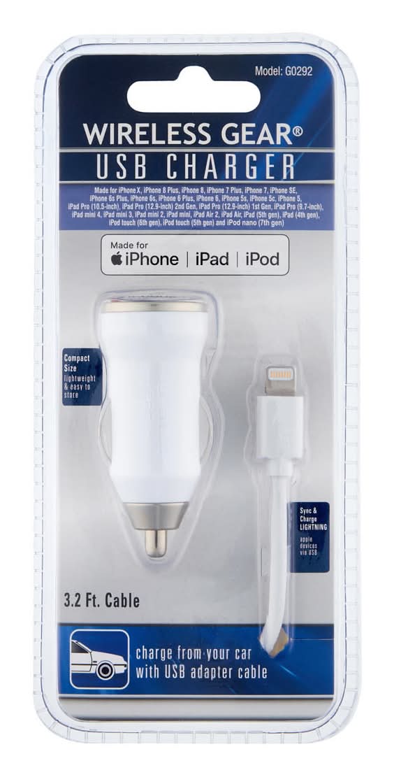 Wireless Gear Usb Car Charger 3.2 Ft