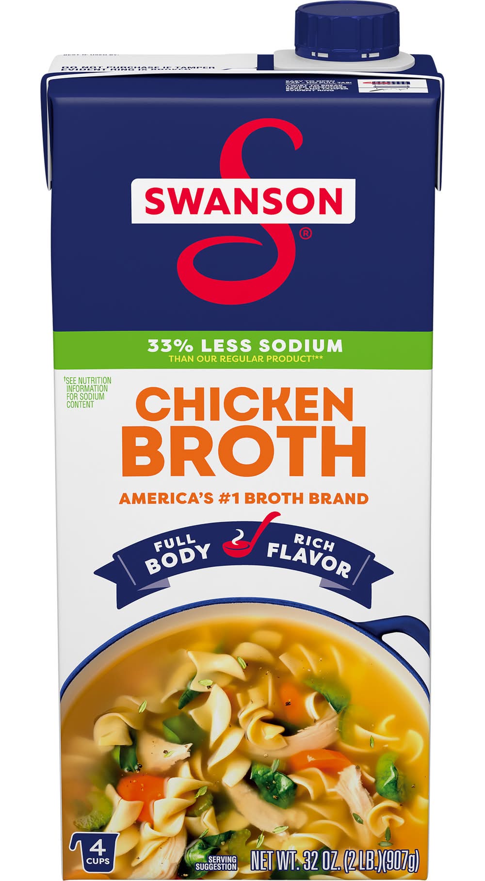Swanson Natural Goodness 33% Less Sodium Broth, Chicken (32 oz)