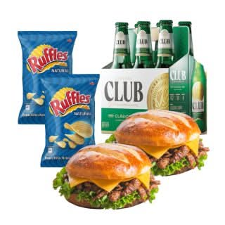 2 Sandwich Pretzel Lomo + 2 Ruffles + 6Pack Club 330Ml