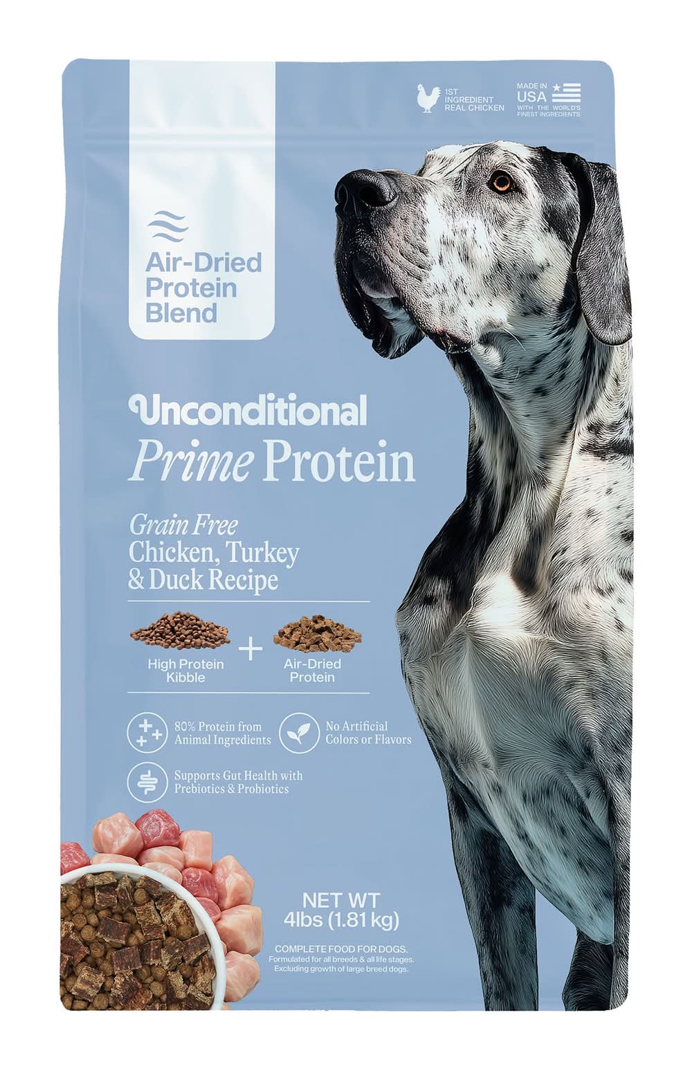 Unconditional Prime Protein Blend Adult Dry Dog Food - Chicken (Flavor: Chicken, Size: 4 Lb)