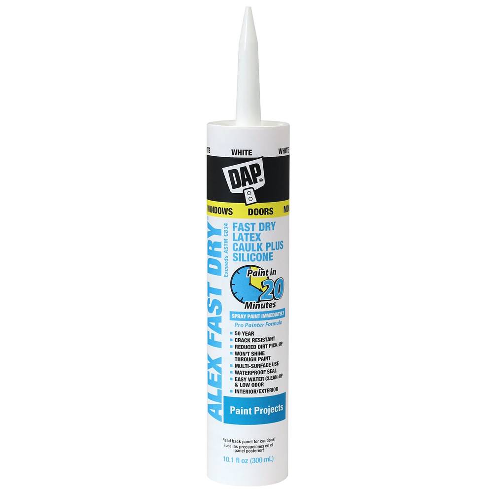 DAP ALEX Fast Dry 10.1-oz Interior Paint and Trim White Paintable Latex Caulk | 18425