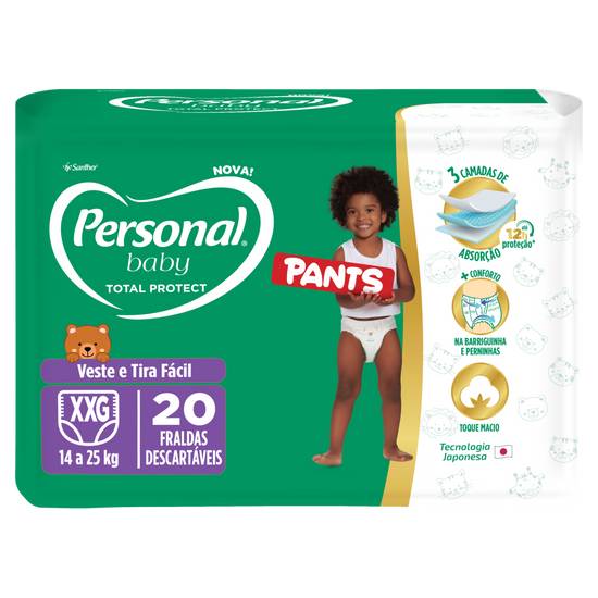 Personal baby fralda pants infantil descartável xxg (20 unidades)