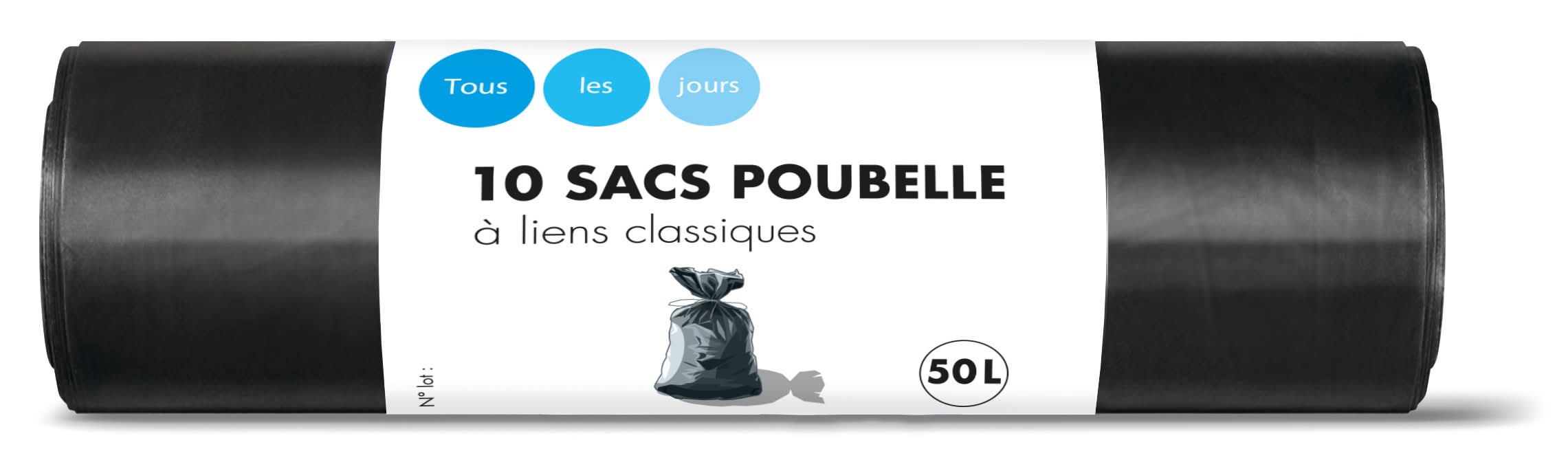 Tous Les Jours - Sacs poubelle à liens classiques 50l noir