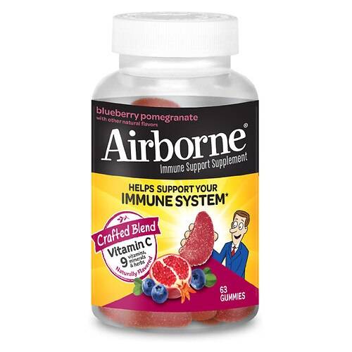Airborne Vitamin C, E, Zinc, Minerals & Herbs Immune Support Supplement Gummies Blueberry Pomegranate, 63 ct. - 63.0 ea