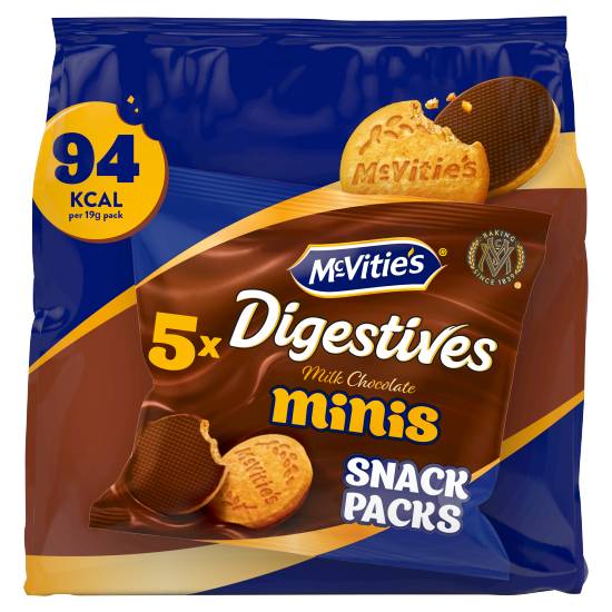Mcvitie's Digestives 5 Milk Chocolate Minis Snack packs 95g