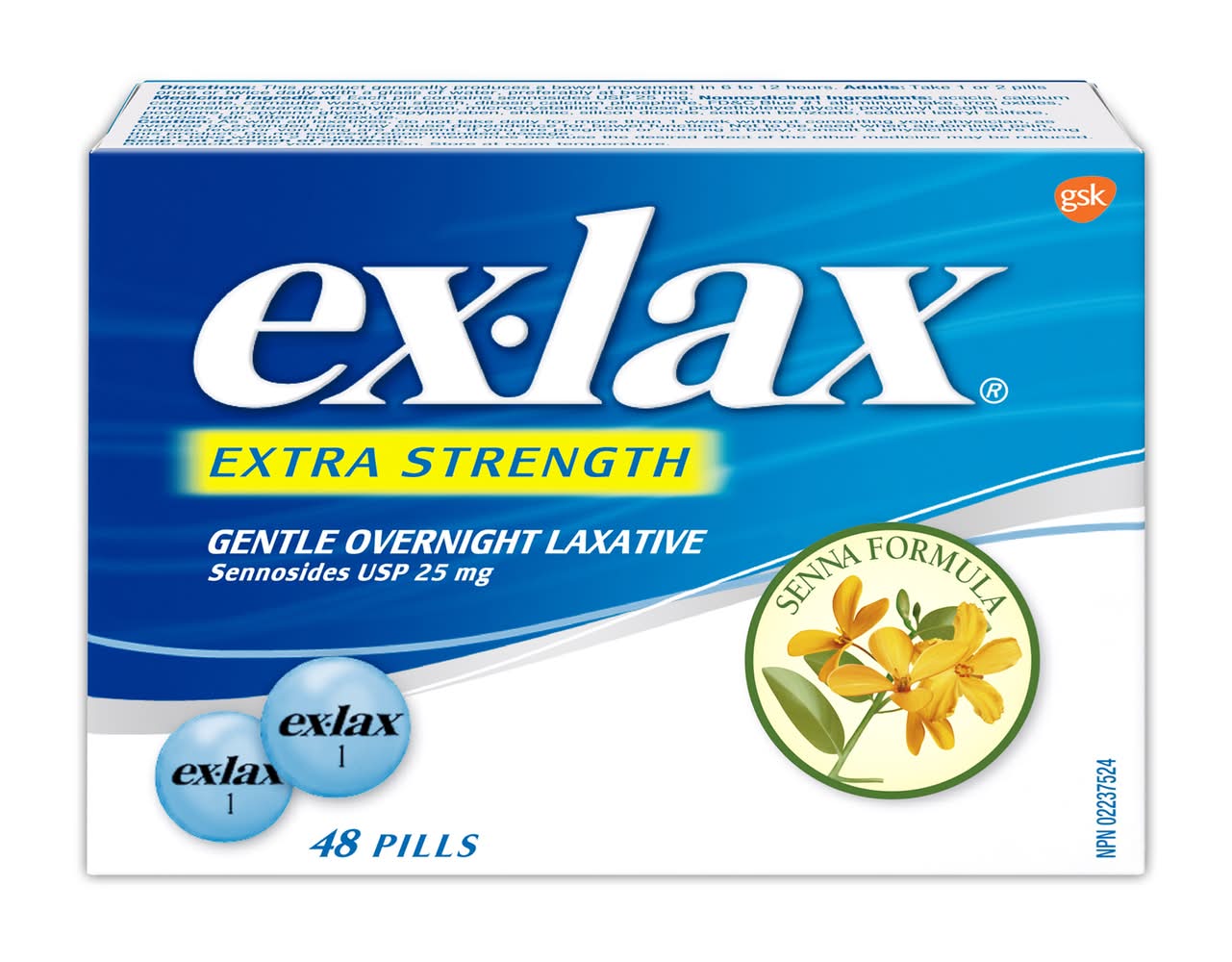 Ex-Lax Extra Strength Gentle Overnight Laxative Pills 25 mg (48 ct)