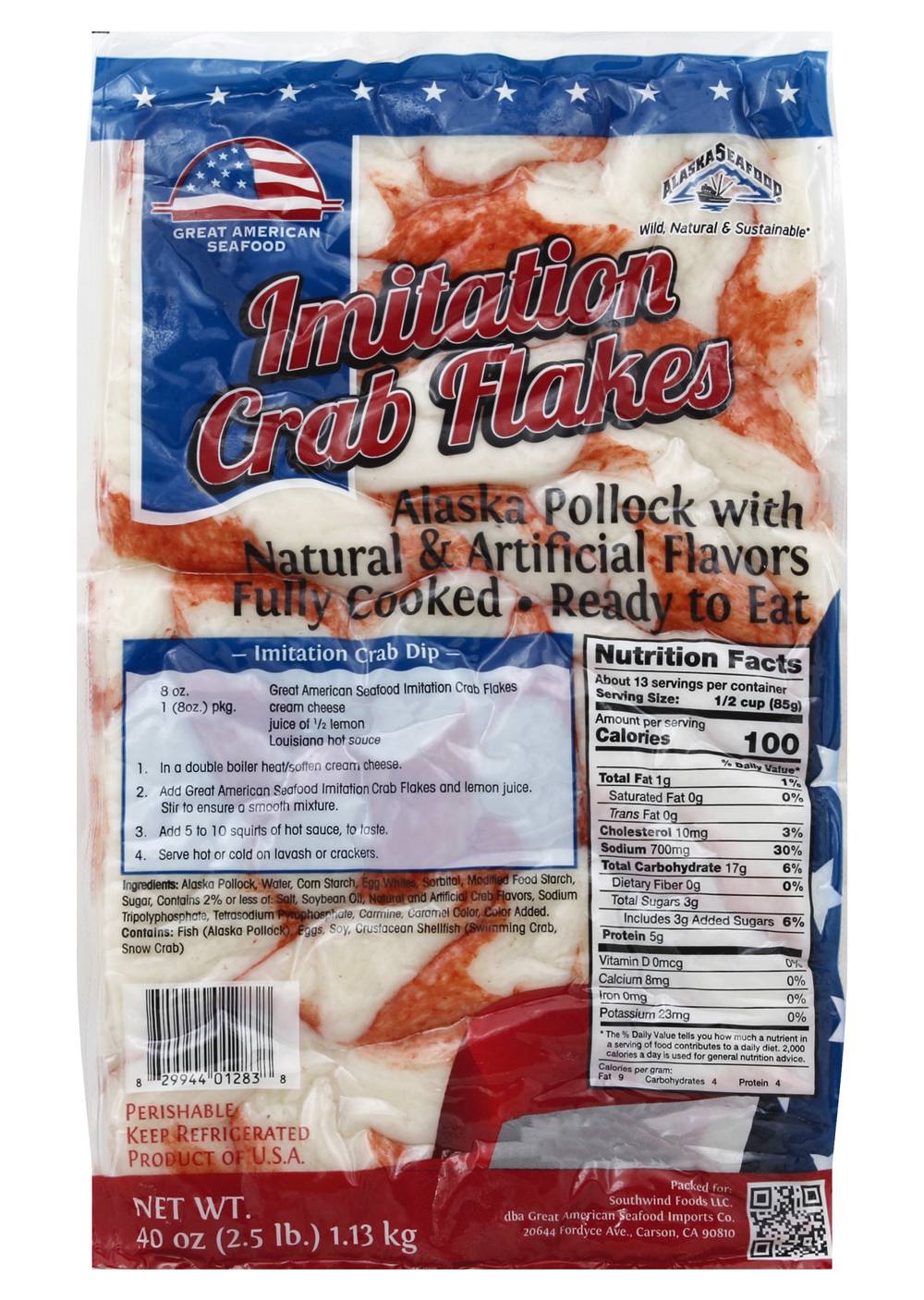Great American Seafood Imports Co. Imitation Crab Flakes (40 oz)