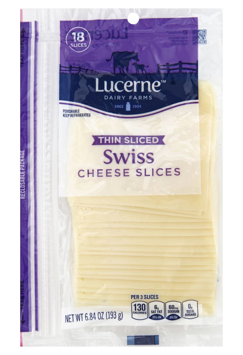 Lucerne Swiss Cheese Thin Slices (6.8 oz, 18 ct)