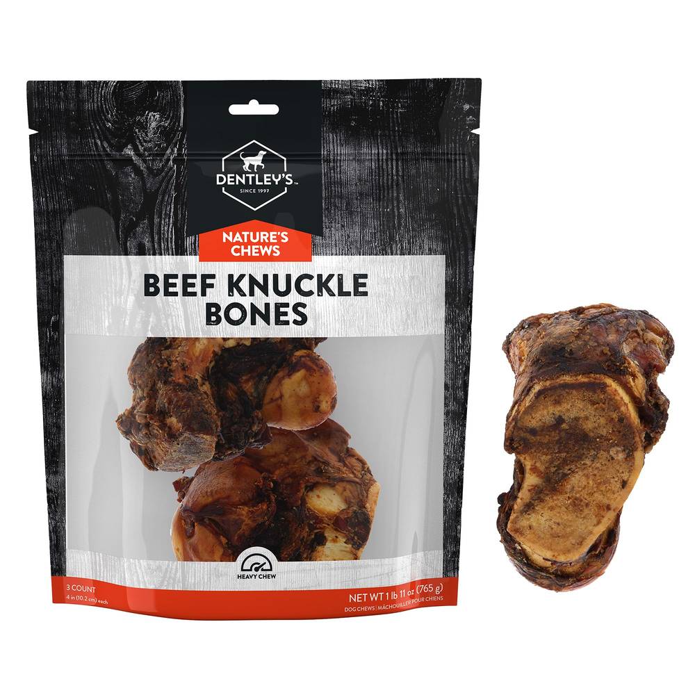 Dentley's Nature's Chews Beef Knuckles Bones For Dogs (4 inches)