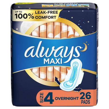 Always Maxi Overnight Pads With Wings (26 ct)
