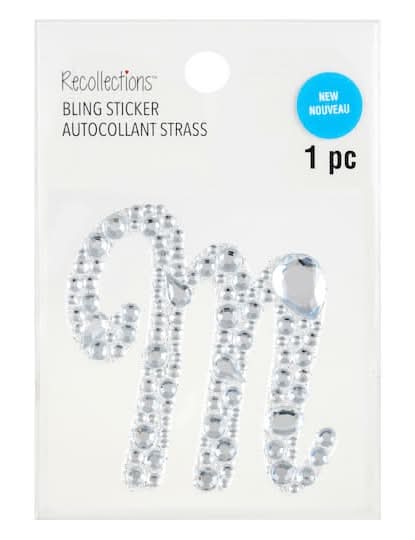 Recollections Bling Alphabet Letter Sticker, 2.25" x 3.74", Silver