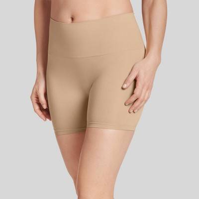 Jockey Generation Tummy Smoothing Mid-Waist Boyshorts Shapewear, M, Beige