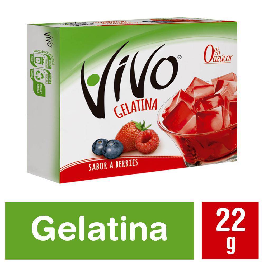 Vivo gelatina en polvo sin azúcar sabor berries (caja 22 g)