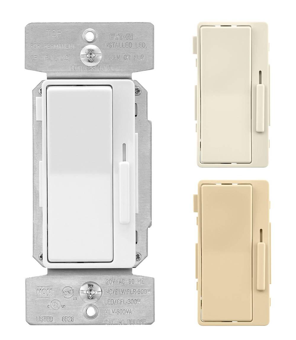 Eaton Universal Single-pole/3-way LED Decorator Light Dimmer, White/Light Almond/Ivory | DUL06P-C2-KB-LW