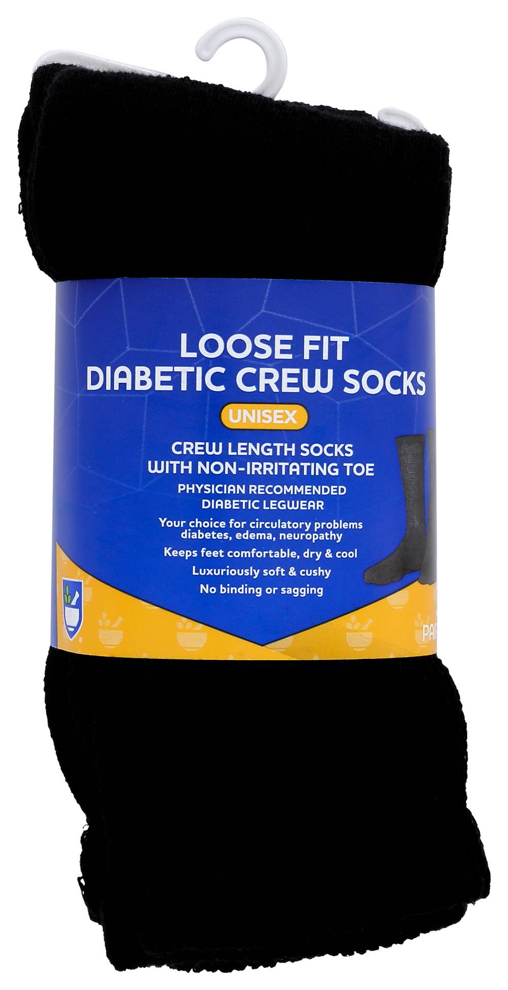 Rite Aid Crew Loose Fit Socks Medium Black (3 Ct)