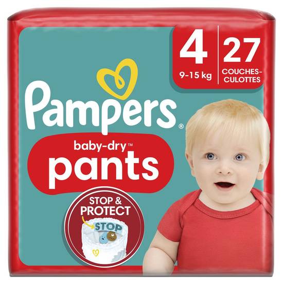 Couches-culottes baby-dry taille 4, 9kg à 15kg Pampers x27