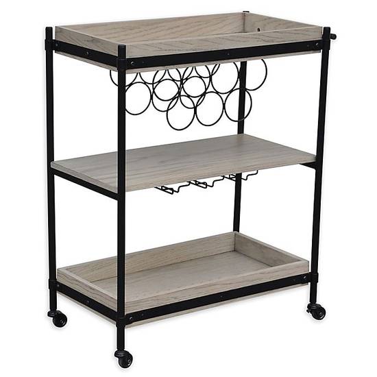 Bee & Willow™ Bar Cart with Wine Rack in Natural/Black