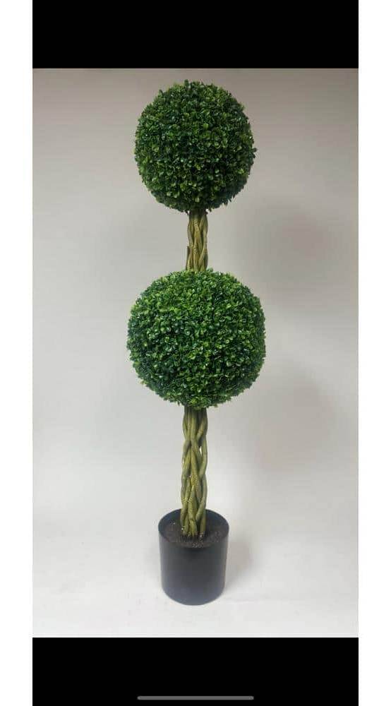 47.2 In. H X 11.0 In. Top X 13.0 In. Bottom Dark Green Indoor Artificial Boxwood Double Ball Topiary Tree