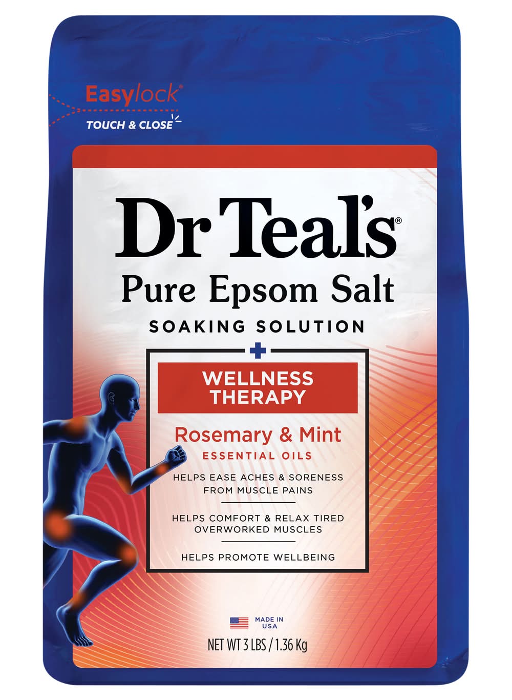 Dr Teal's Pure Epsom Salt Soaking Solution, Rosemary-Mint (3 lbs)