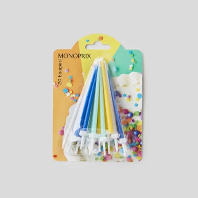 Monoprix - Bougies mini fleurs bleu (20)