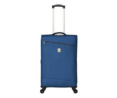 Weekend Traveler Navy & Black Contrast-Lines Lightweight Softside Spinner Suitcase (blue)
