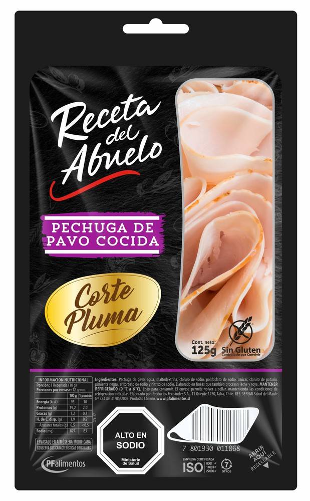 Receta del Abuelo · Pechuga de pavo cocida en corte pluma (125 g)