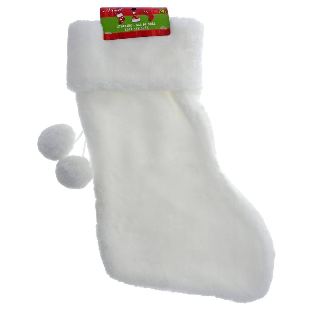 Noel Xmas- Plush Stocking With Pompoms