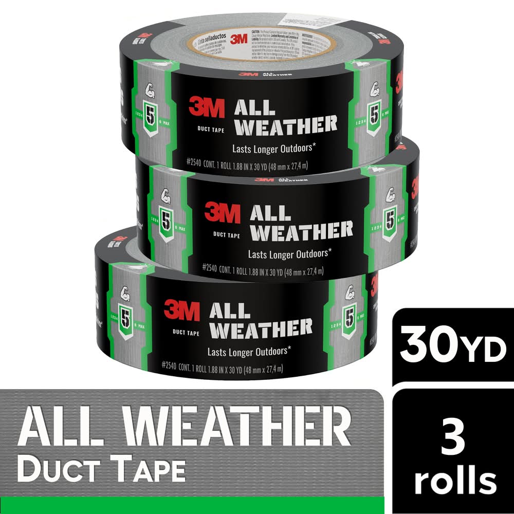 3M All Weather Gray Rubberized Duct Tape 1.88-in x 30 Yard(s) 3 -Pack