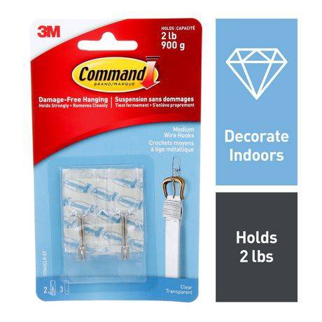 Command Medium Wire Clear Hooks (100 g)