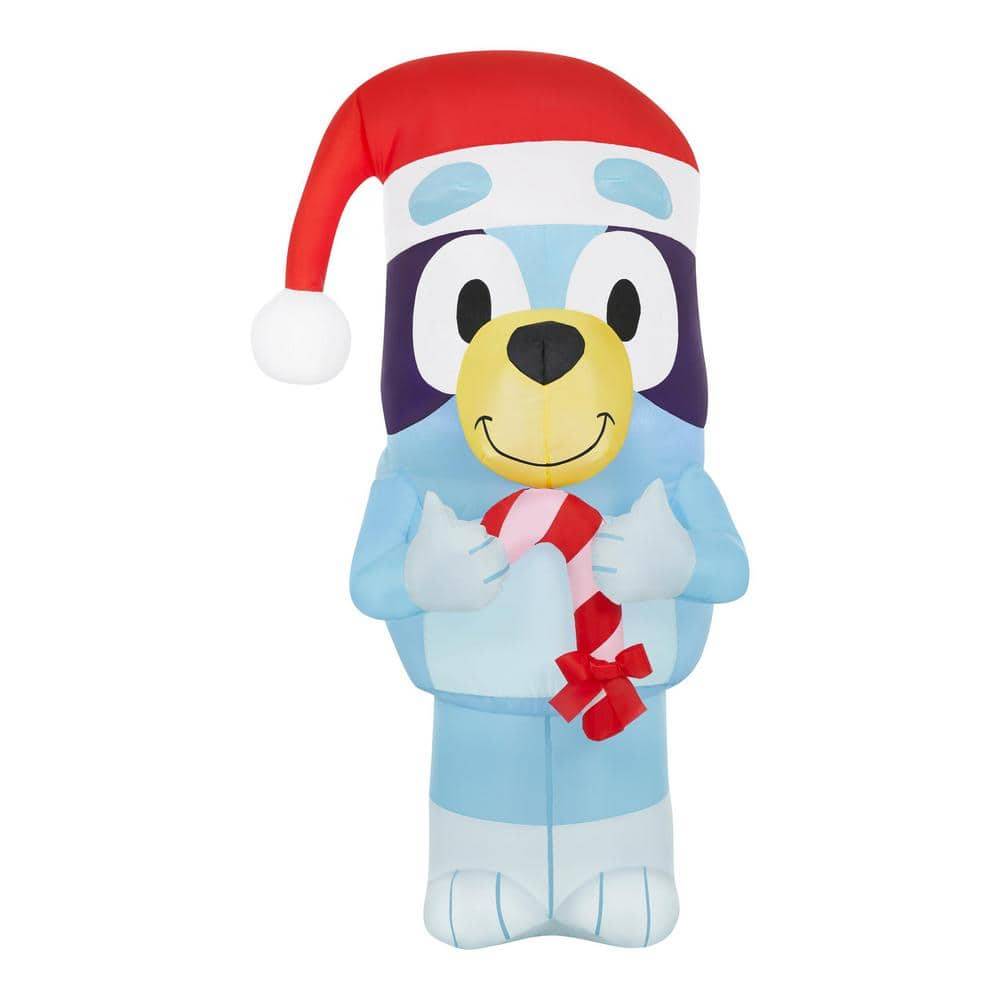 3.5 Ft. Led Bluey In Santa Hat With Candy Cane Christmas Airblown® Inflatable