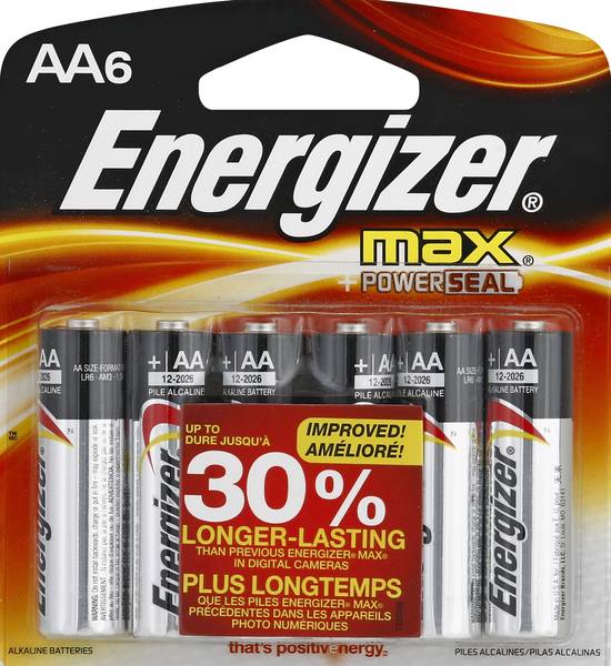 Energizer Max Powerseal Aa6 Alkaline Batteries (6 ct)