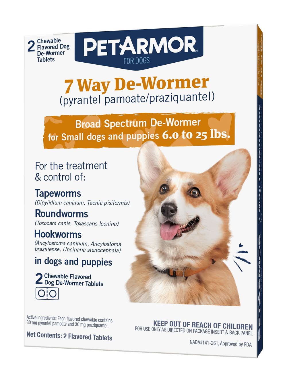 PetArmor® 7 Way Dewormer for Hookworms, Roundworms, & Tapeworms, for Small Dogs and Puppies 6-25 lbs