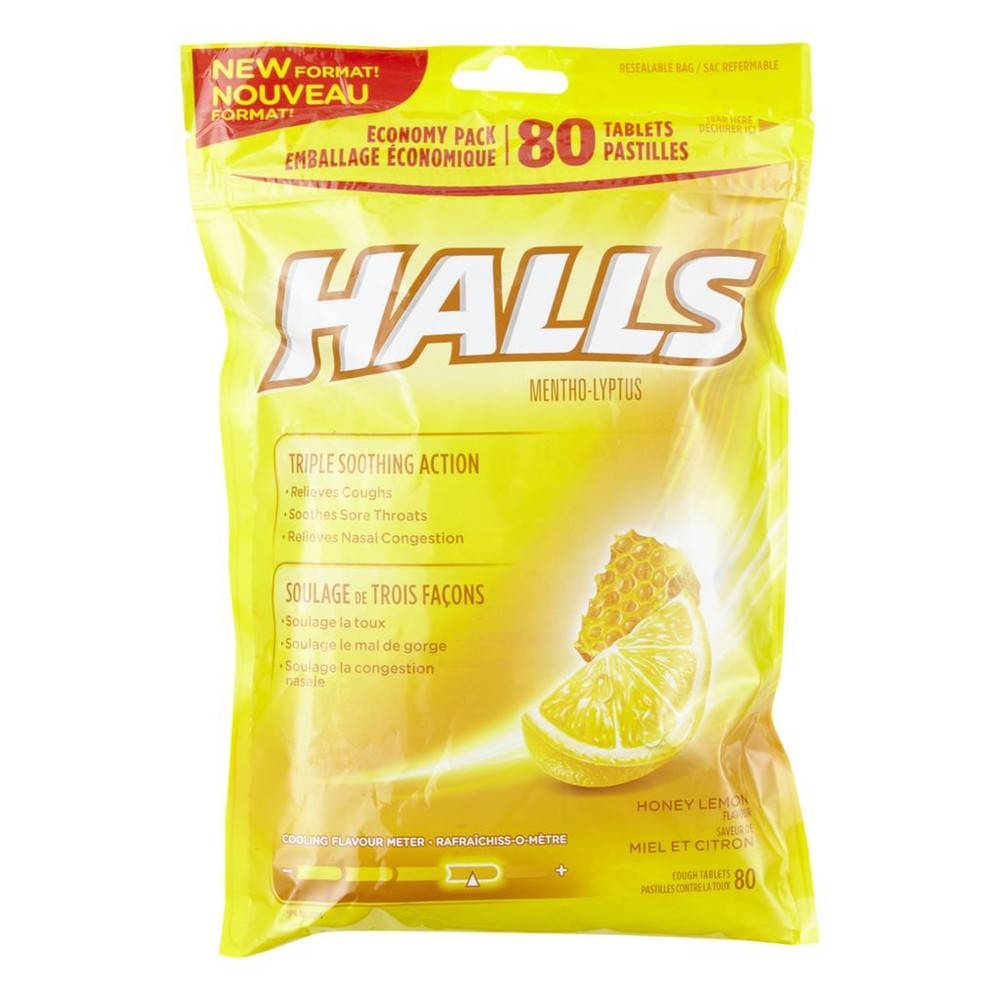 Halls saveur miel et citron (80 unités) - honey lemon flavour cough drops (80 units)