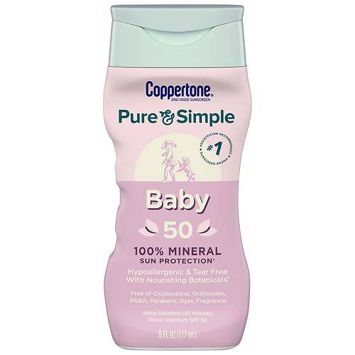 Coppertone Pure & Simple Baby Mineral Sunscreen Lotion SPF 50 - 6.0 fl oz