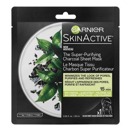 Garnier Super Purifying Charcoal Sheet Mask (healthier-looking complexion in just 15 minutes.)