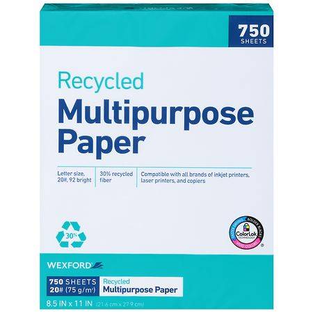 Wexford Multipurpose Recycled Paper, 8.5 In. * 11 In. (750 ct)