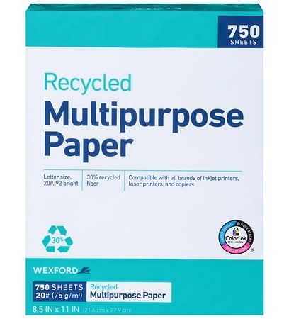 Wexford Multipurpose Recycled Paper, 8.5 In. * 11 In. (750 ct)