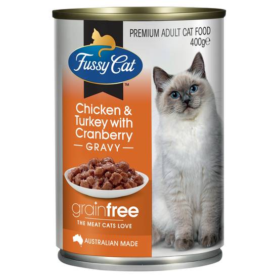 Fussy Cat Grain Free Adult Wet Cat Food Chicken & Turkey With Cranberry 400 Gram