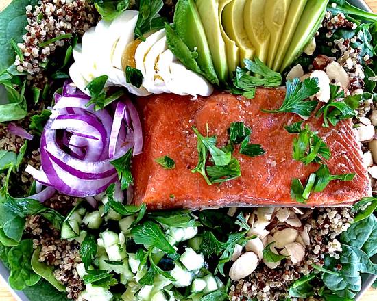 Order Quinoa Smoked Wild Sockeye Salmon Bowl with Ranch Dressing  food online from The Salad Bowl store, Oakland on bringmethat.com