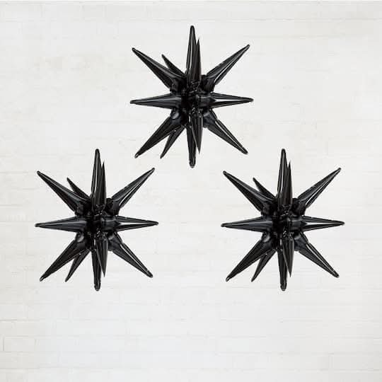 Celebrate It Starburst Foil Balloons, 26 in, Black (3 ct)