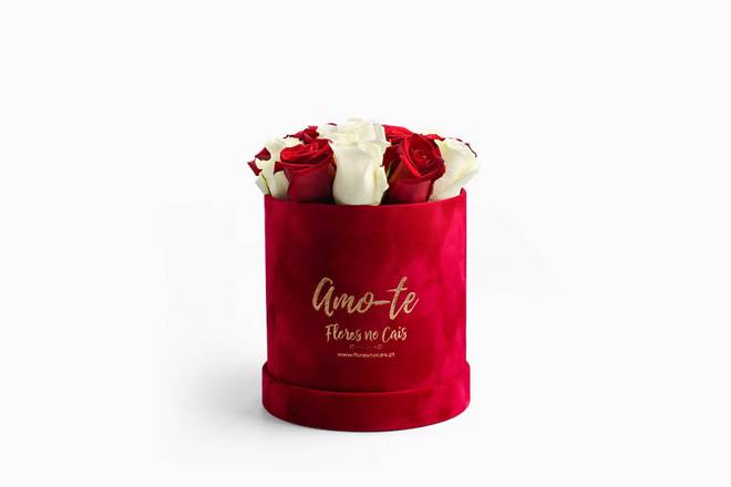 Caixa Romântica (Rosas Vermelhas e Brancas)