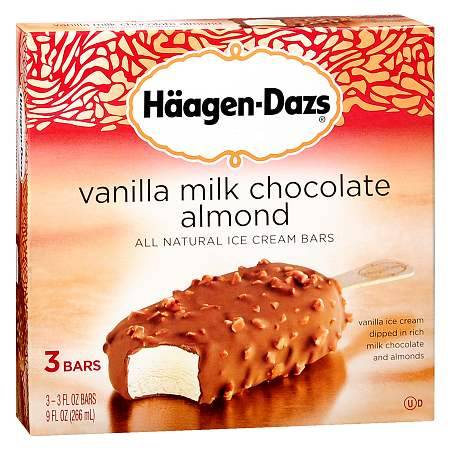 Häagen-Dazs Ice Cream Bars, Vanilla Milk-Chocolate-Almond (3 fl oz, 3 ct)