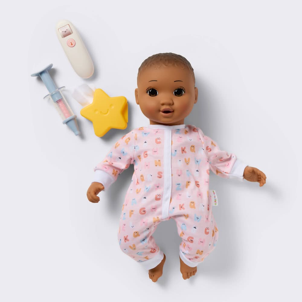 Gigglescape Take Care Baby Doll, 14 In, Dark Brown