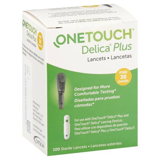 Onetouch Delica Plus Fine 30 Gauge Silicone Coated Sterile Lancets